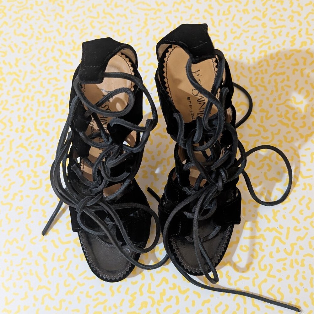 YSL Tom Ford for Yves St Laurent Velvet Gladiator Heels 37 - Picture 4 of 11